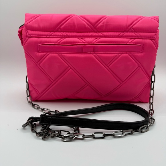 Lug Huddle Quilted Shoulder- Crossbody Bag, Gunmetal Chain Strap Magenta Pink - Picture 6 of 15